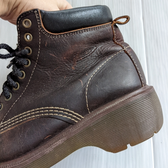 DOC MARTENS Vintage MIE Chunky Chunky Platform Brown Leather Boots - Picture 10 of 14